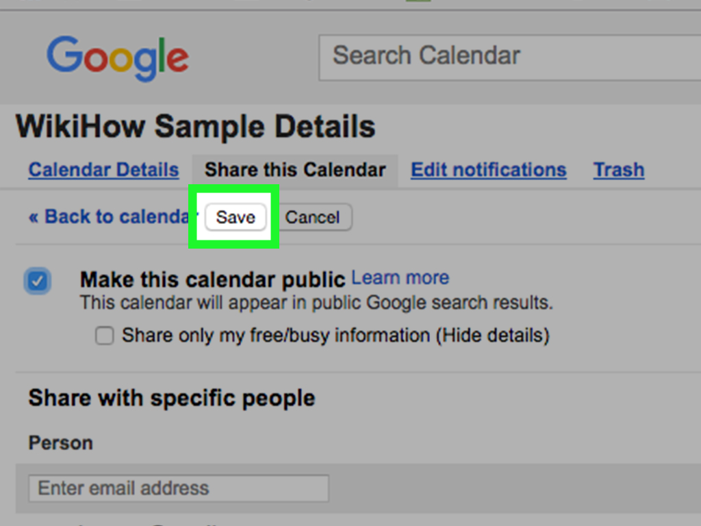 how to share google calendar
